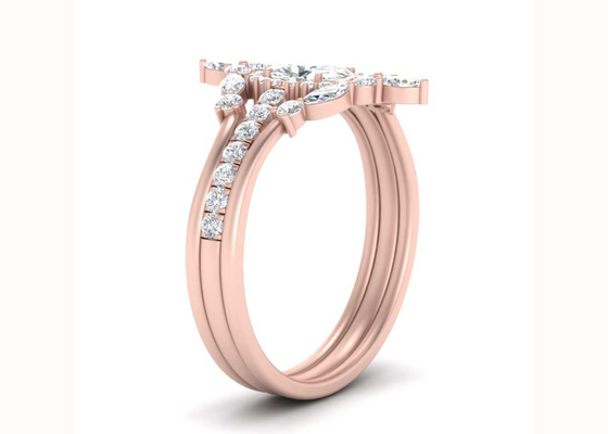 SI1 0.62CT Rose Gold Double Halo Cincin Pertunangan Untuk Pengantin