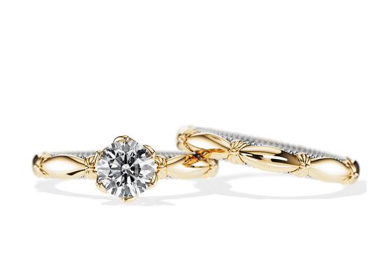 OEM Solitaire Diamond Engagement Wedding Rings Padat Bahan Emas 18K ODM