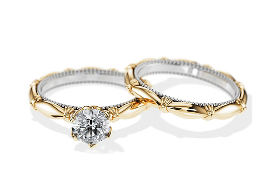 OEM Solitaire Diamond Engagement Wedding Rings Padat Bahan Emas 18K ODM