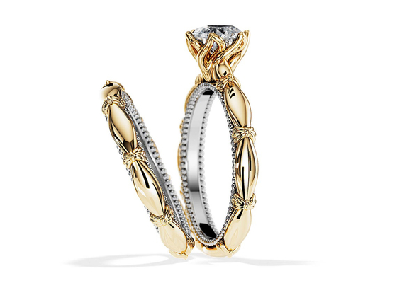 OEM Solitaire Diamond Engagement Wedding Rings Padat Bahan Emas 18K ODM