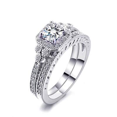 0.62ct 2 Carat Princess Cut Diamond Ring, 62PCS Moissanite Engagement Rings