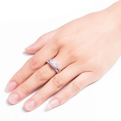 0.62ct 2 Carat Princess Cut Diamond Ring, 62PCS Moissanite Engagement Rings