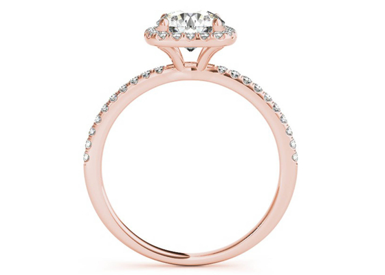 Cincin Emas Mawar Berlian Persegi Prong, Cincin Pertunangan Halo Tersembunyi 0.35CT ODM